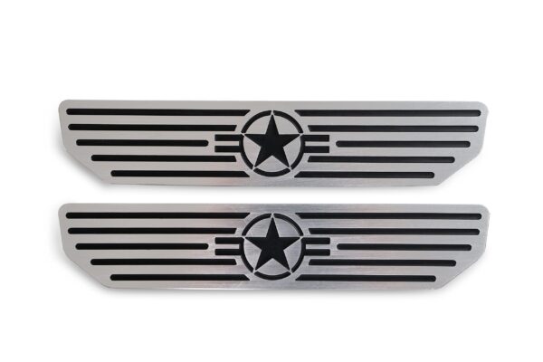 DV8 Offroad Door Sill Plates for 2018 2022 Wrangler JL and 2020 2022 Gladiator JT  4 Door Models  Rear Pair  Embossed with Since 1941  Billet Aluminum Construction