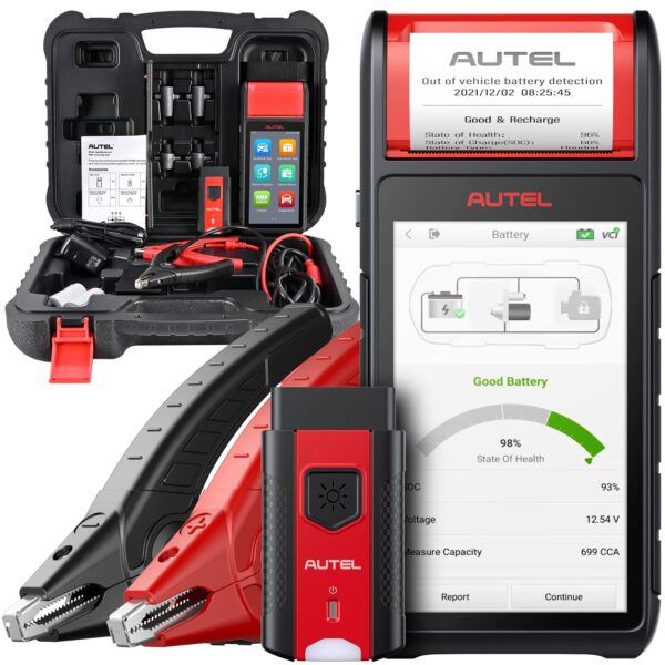 Autel Battery Tester MaxiBAS BT608(E):12V 100 3000 CCA Load Tester, Cranking & Charging Systems Analyzer, Adaptive Conductance, Full System Diagnostic Scanner with Auto Battery Registration, Black