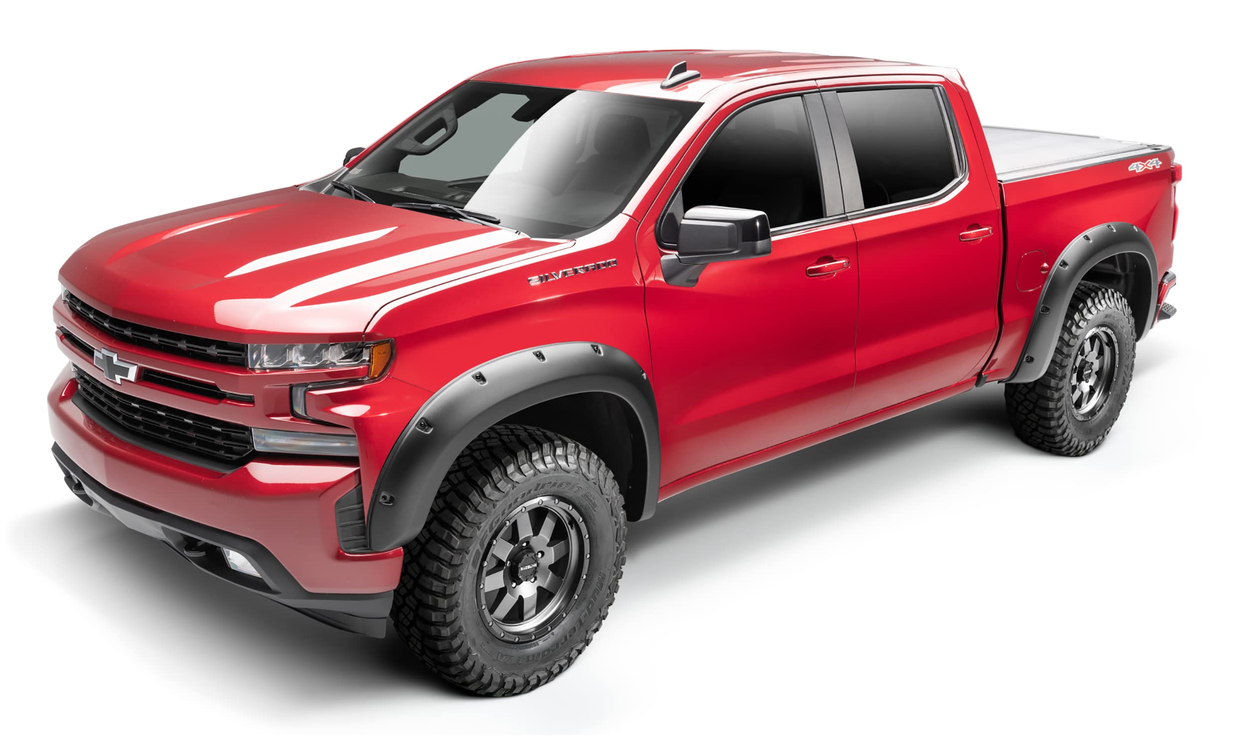 Bushwacker Forge Pocket/Rivet Style Front & Rear Fender Flares | 4 Piece Set, Black, Textured Finish | 48113 08 | Fits 2014 2015 Chevrolet Silverado 1500 w/ 6' or 8' Bed