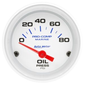 AutoMeter Gauge, Oil Pressure, 2 1/16, 80Psi, Electric, Marine White (200744),Multi