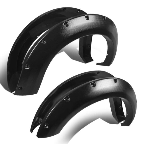 Black Horse Textured Fender Flares Black Compatible with 2017 2018 Chevrolet Silverado 1500 FF CHSILT LB
