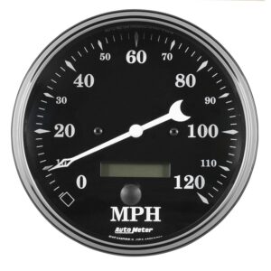 AUTO METER 1789 Gauge Speedometer (Old TYME Black Gauge, Speedo, 5, 120Mph, Elec. Prog.with LCD Odo, Old TYME Black)