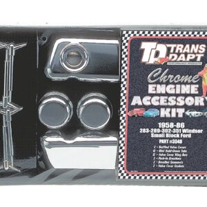 Trans Dapt Performance 3048 Engine Dress Up Kit w/Short Valve Covers Incl. 2 Valve Covers/12 Mini Tabs/12 Wing Nuts/2 Push In Breathers/2 Grommets/2 Valve Cover Gaskets Chrome Engine Dress Up Kit