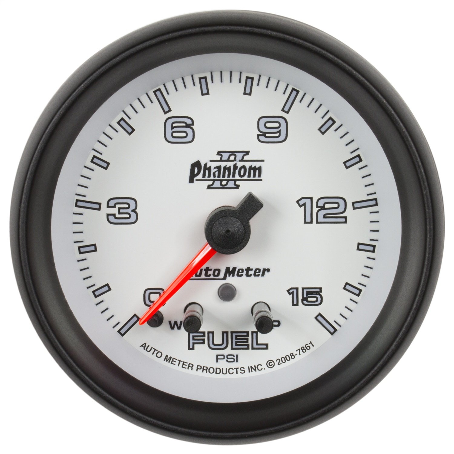 Auto Meter 7861 Phantom II 2 5/8 0 15 PSI Full Sweep Electric Fuel Pressure Gauge with Peak Memory and Warning
