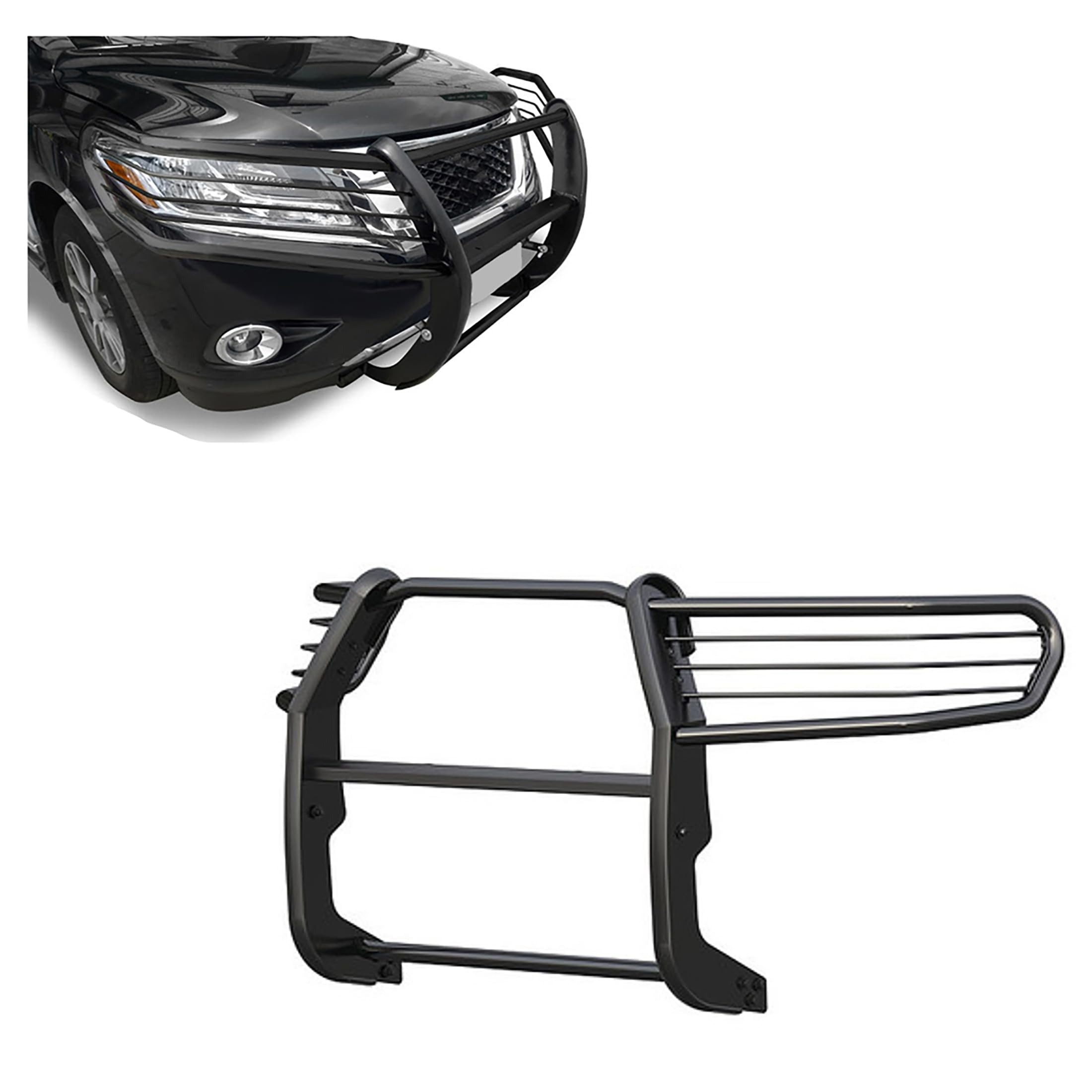 Black Horse Grille brush Bumper Guard Modular Black Compatible with 2013 2018 Nissan Pathfinder 17A110403MA