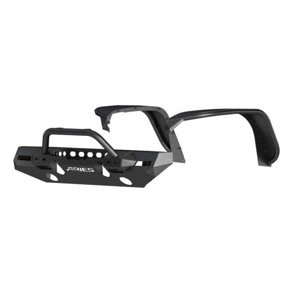 ARIES 2082096 TrailChaser Black Aluminum Front Bumper and Fender Flares, Select Jeep Wrangler JL