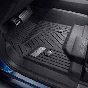 GM Accessories 84185470 First Row Premium All Weather Floor Liners in Jet Black with Bowtie Logo (for Models with Center Console)