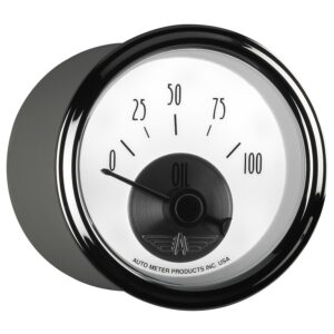 Auto Meter 2026 Prestige Pearl 2 1/16 Electric Oil Pressure Gauge (0 100 PSI, 52.4mm)