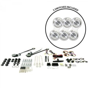 AutoLoc Power Accessories 18507 2 Door Power Window Kit (with 3 Retro Billet Switches   White Illumination)