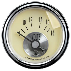 Auto Meter 2092 Prestige Antique Ivory 2 1/16 8 18 Volts Voltmeter Gauge