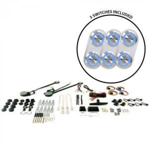 AutoLoc Power Accessories 18501 2 Door Power Window Kit (with 3 Daytona Billet Switches   Blue Illumination)