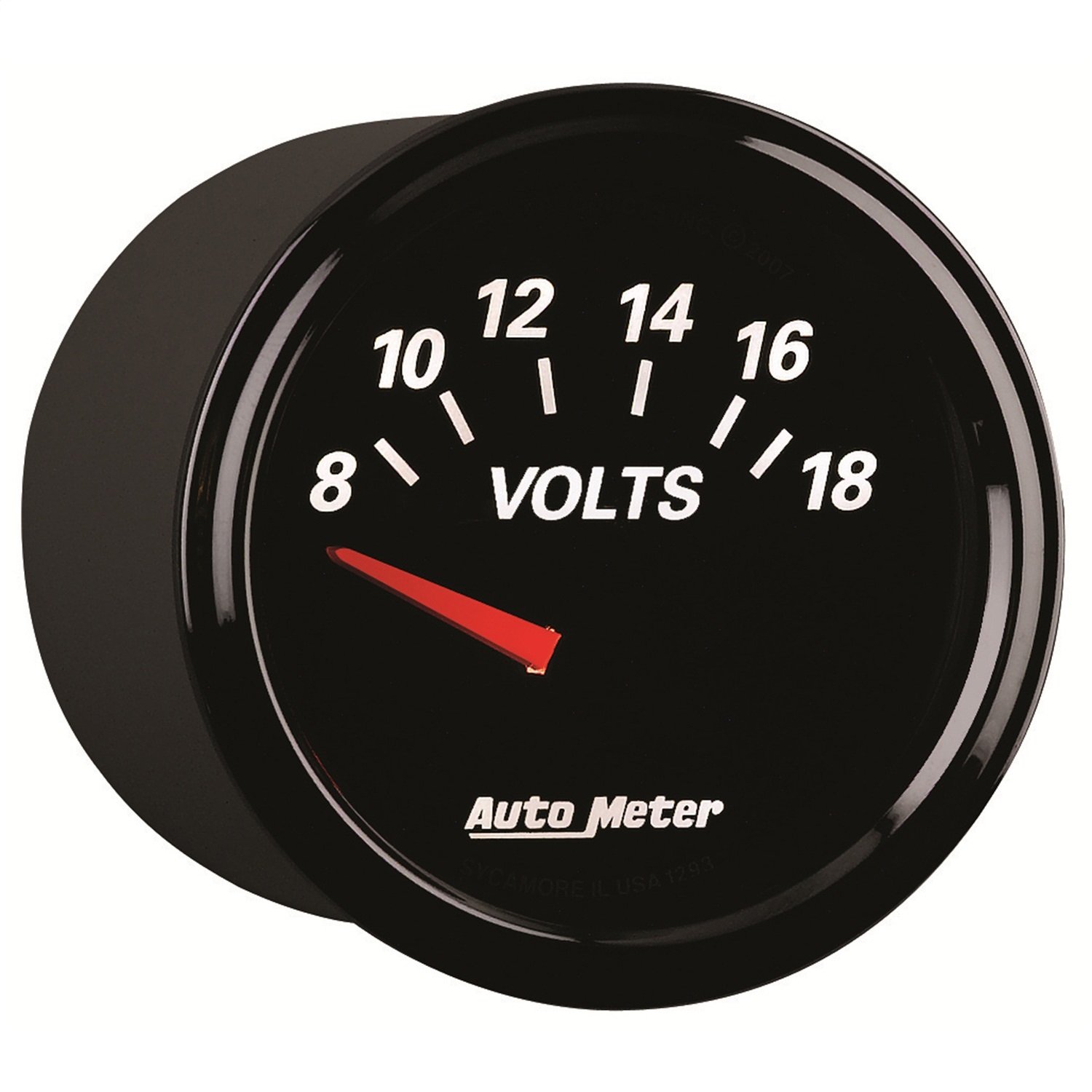 Auto Meter 1293 Designer Black II 2 1/16 8 18 Volt Short Sweep Electric Voltmeter Gauge
