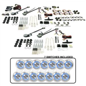 AutoLoc Power Accessories 18523 4 Door Power Window Kit (with 7 Retro Billet Switches   Blue Illumination)