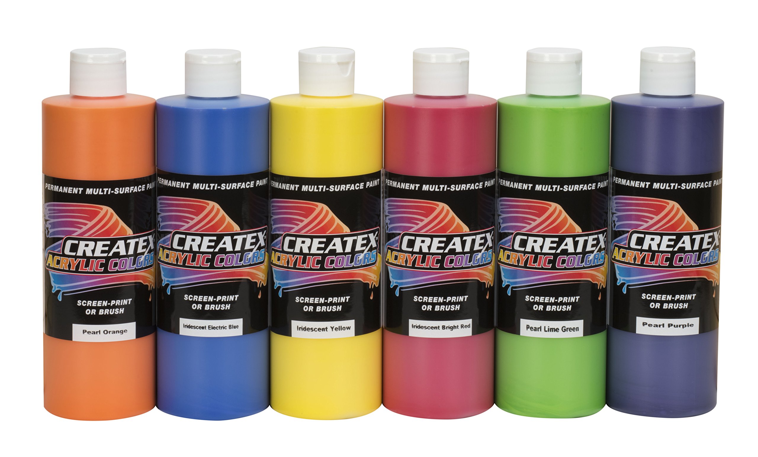 Createx Colors Pearl/Iridescent 16oz. Acrylic Pearl & Iridescent Set (6 Colors)