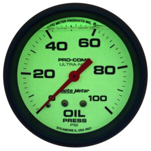 AUTO METER 4221 Ultra Nite Oil Pressure Gauge,2.625 in.