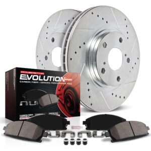 Power Stop K1154 Front Z23 Carbon Fiber Brake Pads with Drilled & Slotted Brake Rotors Kit For Lexus LX450 1996 1997, Toyota Land Cruiser 1993 1997 [Model Specific]