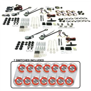 AutoLoc Power Accessories 18512 4 Door Power Window Kit (with 7 Daytona Billet Switches   Red Illumination)
