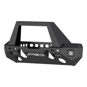 ARIES 2082095 TrailChaser Black Aluminum Front Bumper with LED Lights and Winch Mount, Select Jeep Wrangler JL, Gladiator