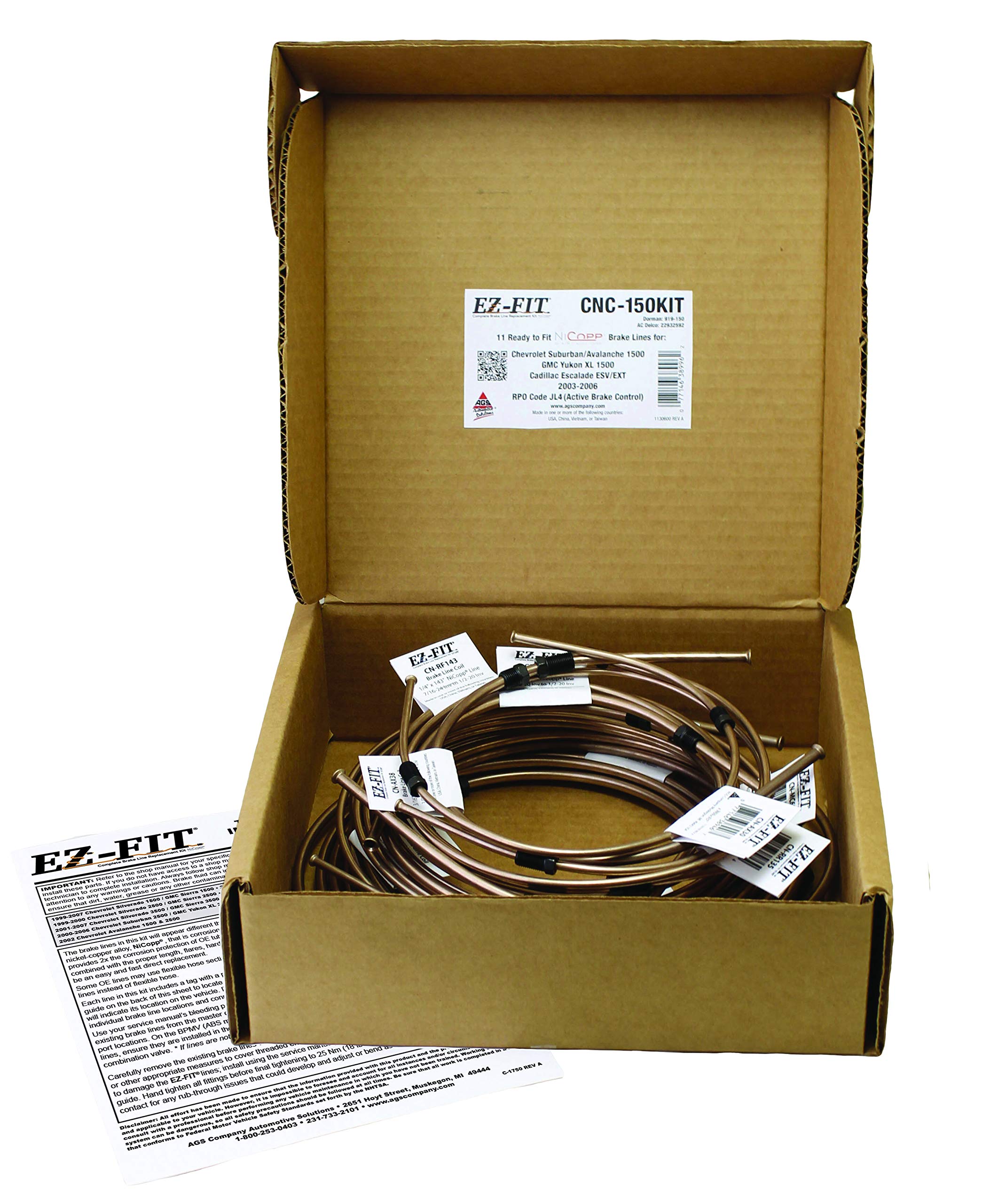 EZ Fit, NiCopp Complete Brake Line Kit, Dodge Ram 1500 2000 2001 Ext Cab 96 Bed RWD 4 Wheel ABS, CNC 188KIT