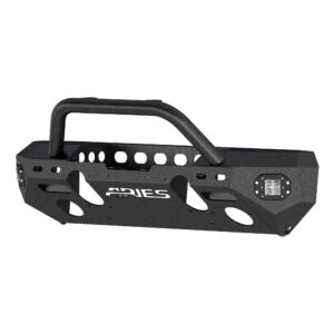 ARIES 2082084 TrailChaser Black Steel Front Bumper with LED Lights and Winch Mount, Select Jeep Wrangler JL, Gladiator