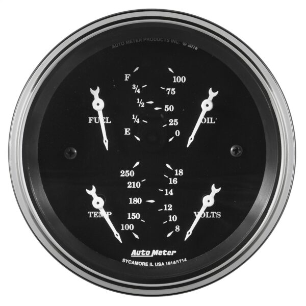 AutoMeter 1713 Gauge,Quad, 3 3/8, 240u03a9e 33u03a9f Elec, Old TYME Blk