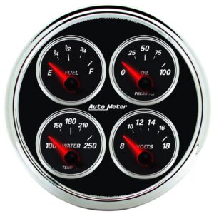Auto Meter 1211 Designer Black II 5 Short Sweep Electric Quad Gauge
