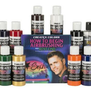 Createx Colors 5814 00 12 Color Airbrush Set with How to Begin Airbrushing DVD, 2 oz.
