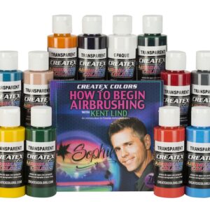 Createx Colors 5813 00 18 Color Airbrush Set with How to Begin Airbrushing DVD, 2 oz.