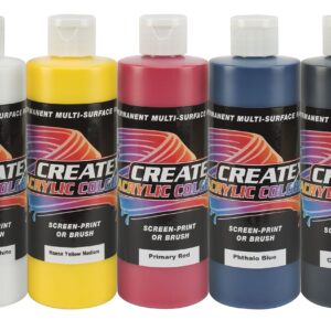Createx Colors 8oz. Acrylic Primary Set (5 Colors), 8 oz, 40 Ounce