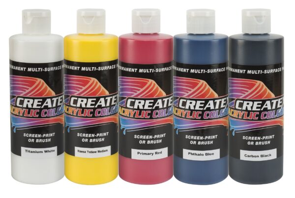 Createx Colors 8oz. Acrylic Primary Set (5 Colors), 8 oz, 40 Ounce